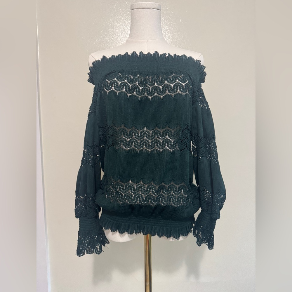 Deletta Forest Green Lace Blouse